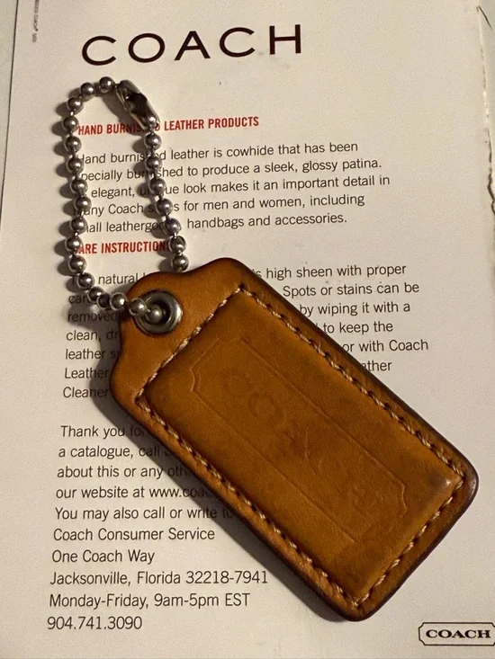Coach Tan Leather Hangtag with Blue - Picture 1 of 6